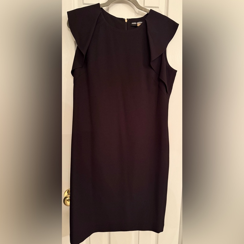 Karl Lagerfeld Elegant Black Flutter Sleeve Dress